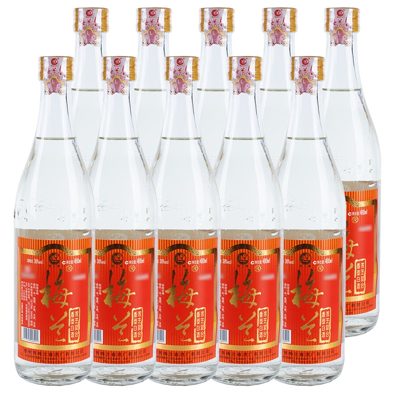梅兰春 38度小白瓶兼香 480ml 10瓶整箱装 光瓶 浓芝复合香型白酒 家常口粮酒 中华老字号京剧大师梅兰芳故乡美酒