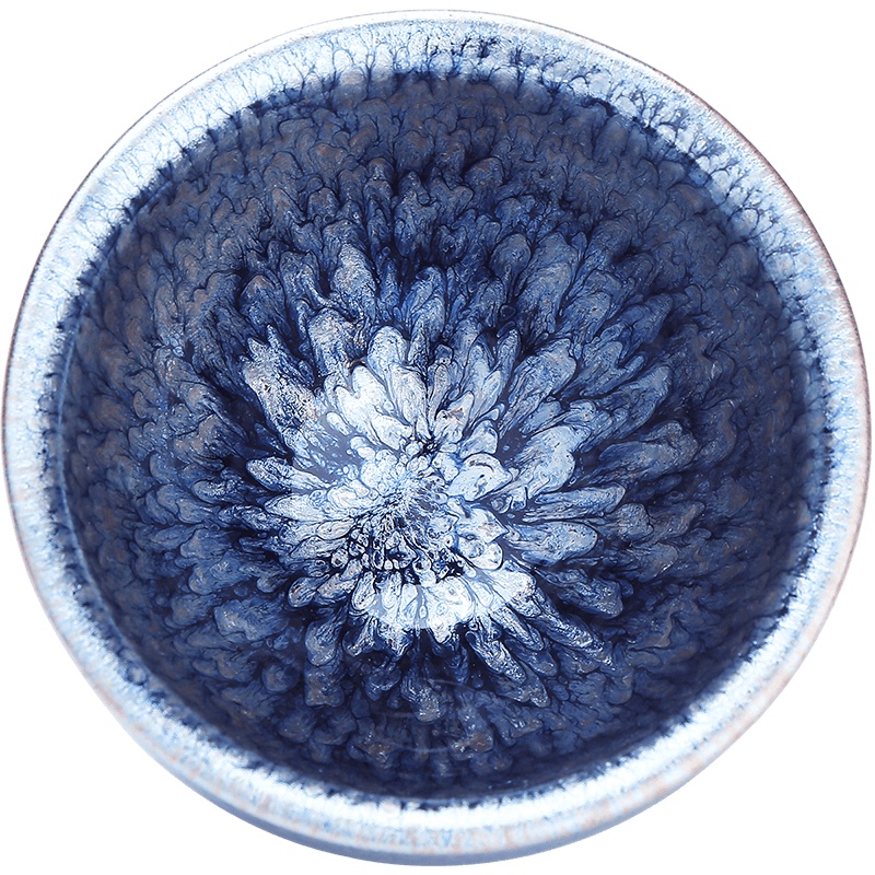 領藝 名家建盏茶杯建窑建阳主人杯品茗杯手工铁胎油滴束口名家礼盒 百花盏礼盒装