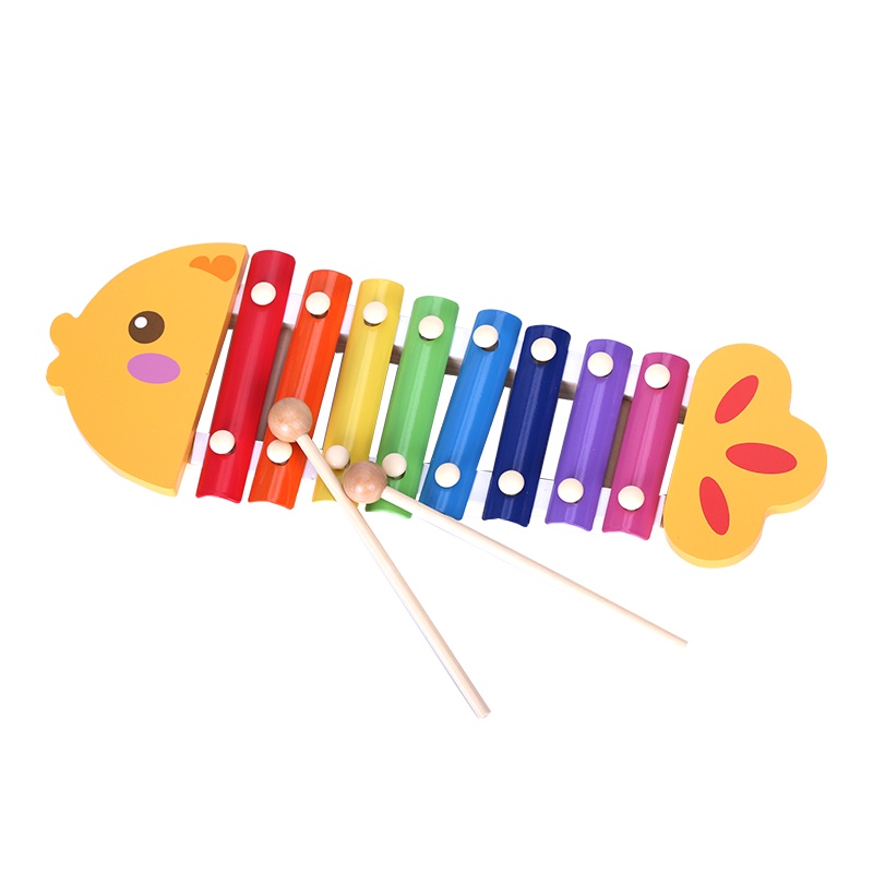 木玩世家八音琴儿童手敲琴宝宝益智早教1-3周岁婴儿敲打音乐玩具彩虹鱼八音琴Q3401