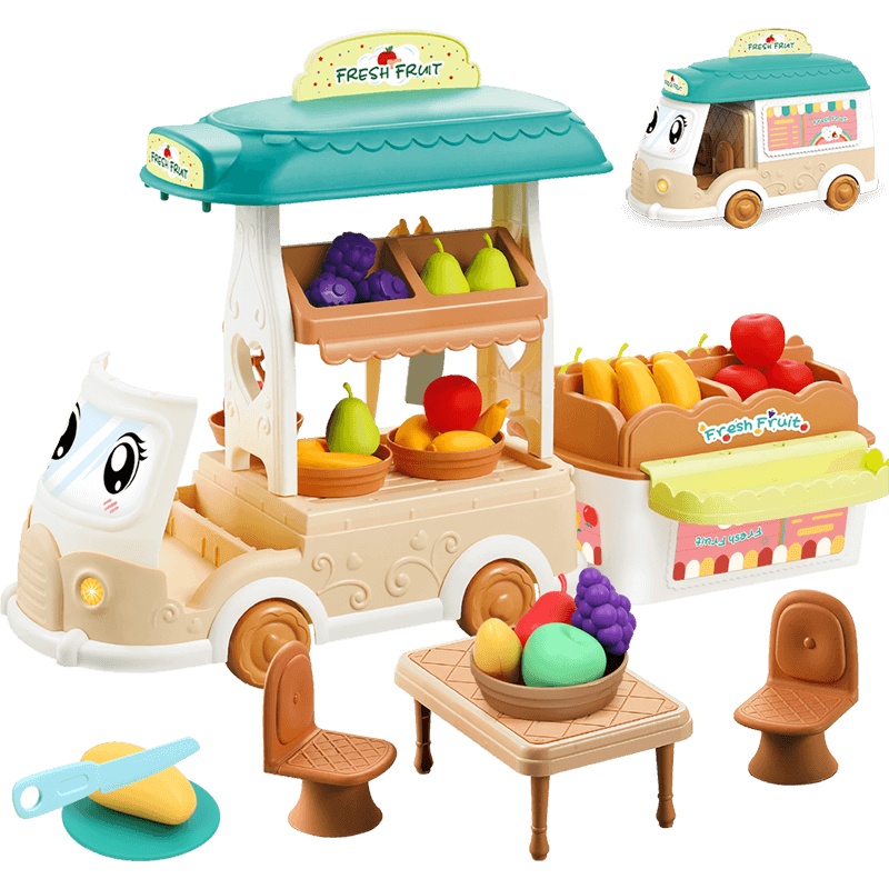 勾勾手(gougoushou)儿童过家家益智玩具男孩女孩玩具可移动收纳售卖车 水果售卖车