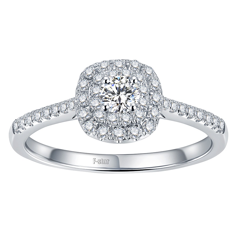 恒久之星 18k金钻石钻戒 女款结婚求婚钻石戒指 18k金共48分(13+35)SI/IJ色