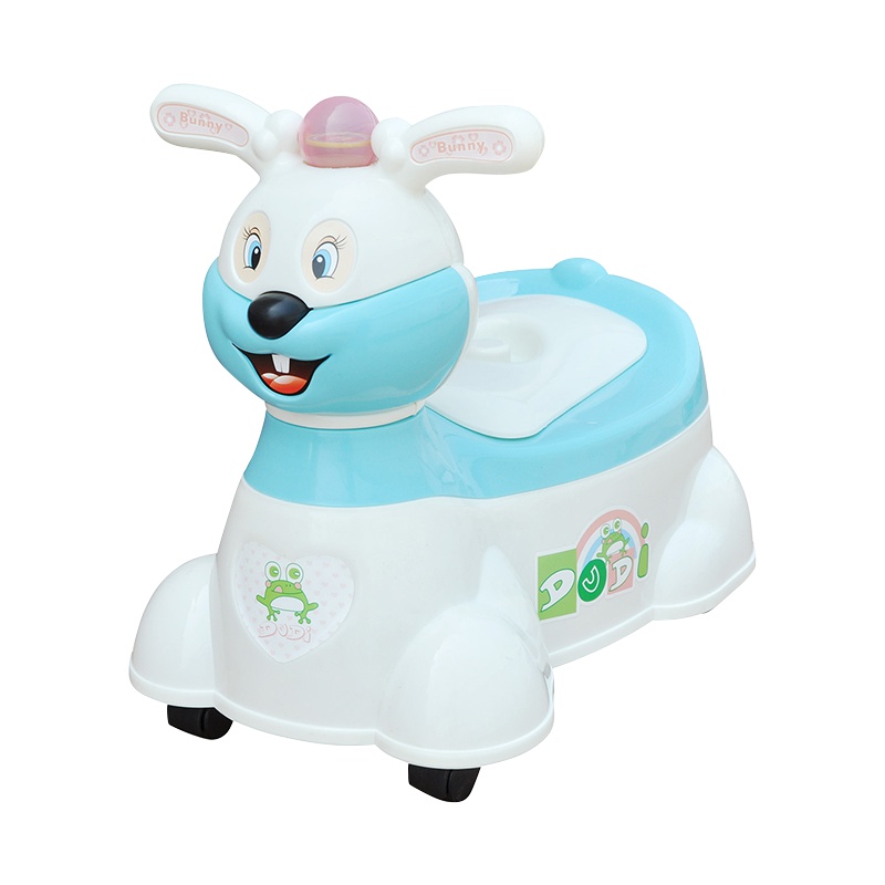 DuDi/青蛙嘟迪 母婴幼儿童加大号儿童坐便器 男女宝宝座便器婴儿小孩马桶 婴幼儿尿盆 兔子音乐座便器 滑轮款蓝色