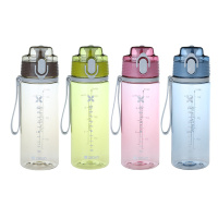 振兴 400mll塑料便携学生水杯太空杯带提绳运动儿童水杯随手杯水壶颜色随机