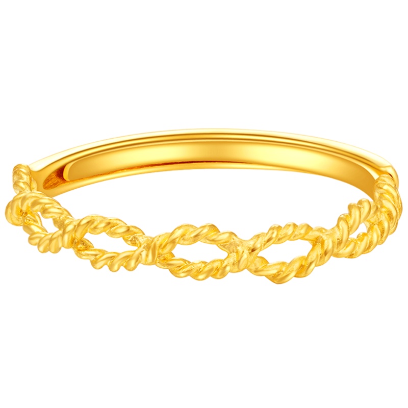 金一国囍足金镂空麻花款精品女戒黄金戒指送女友浪漫礼物(计价)ABA010