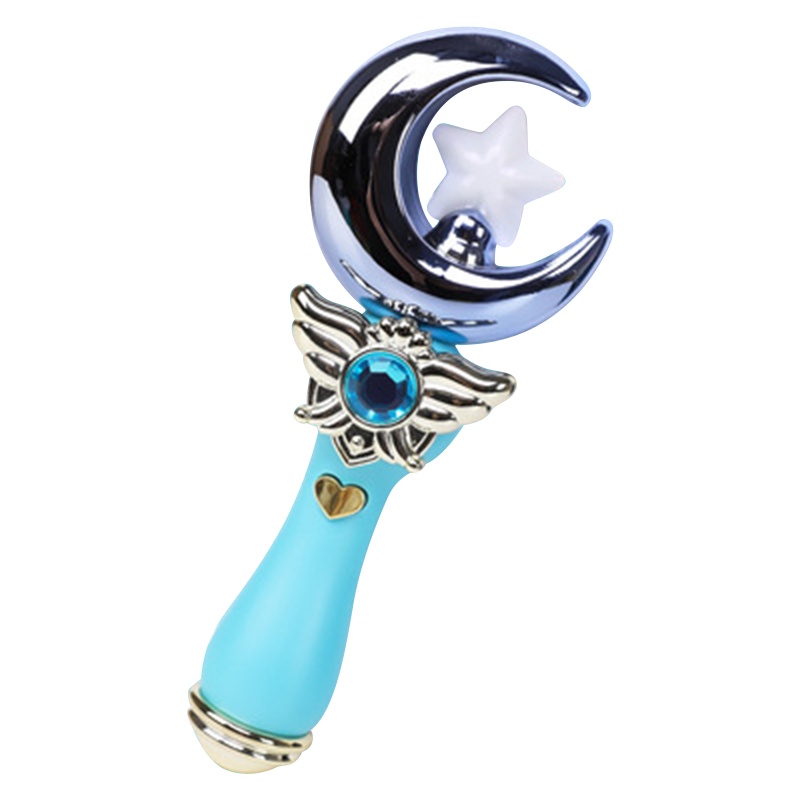 魔法棒闪光公主女王音乐仙女棒巴拉拉小魔仙发光玩具摆地摊女孩音乐魔法棒 月亮蓝