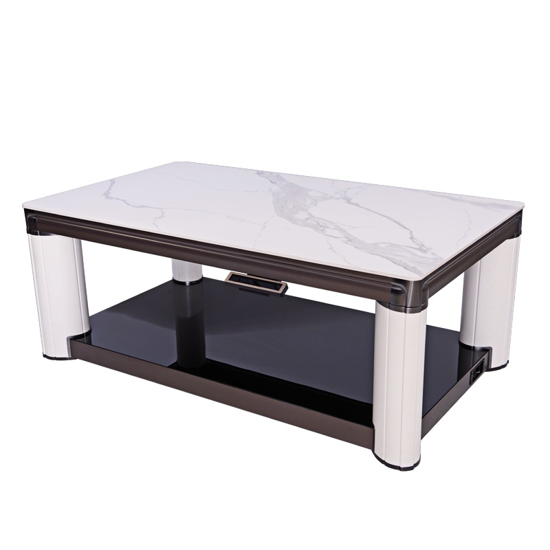 艾尚佳电暖桌白玉流金岩板138*80*54-72CM无炉上发热 电暖桌取暖桌升降茶几取暖茶几家用烤火桌电炉桌火锅餐桌茶几