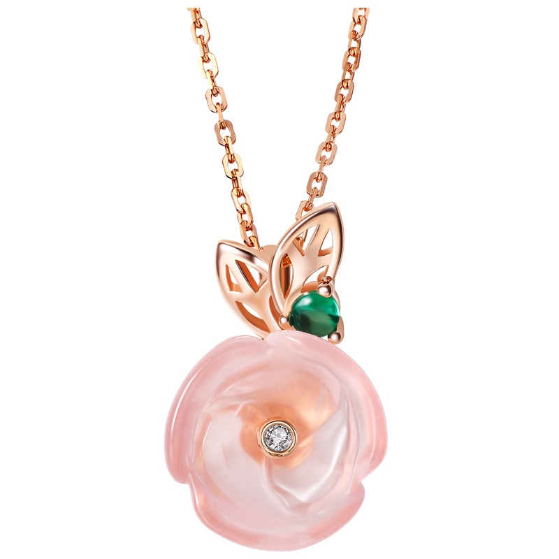 佰色传情(BRIR) S925纯银天然粉晶项链时尚甜美