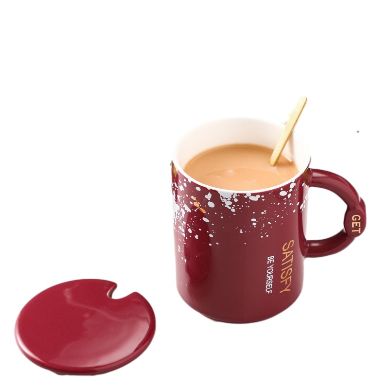 贝瑟斯 雪花陶瓷马克杯办公室用喝水杯子简约情侣杯咖啡杯