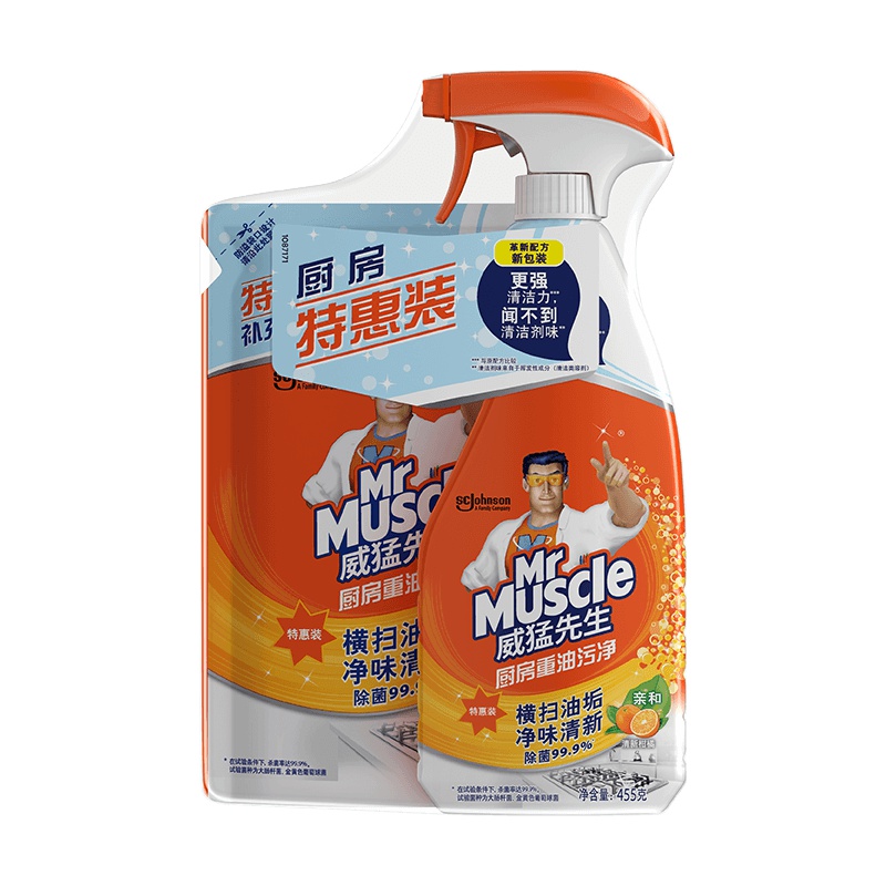 威猛先生(Mr Muscle) 厨房重油污净 (清新柠檬) 455g+袋装420g