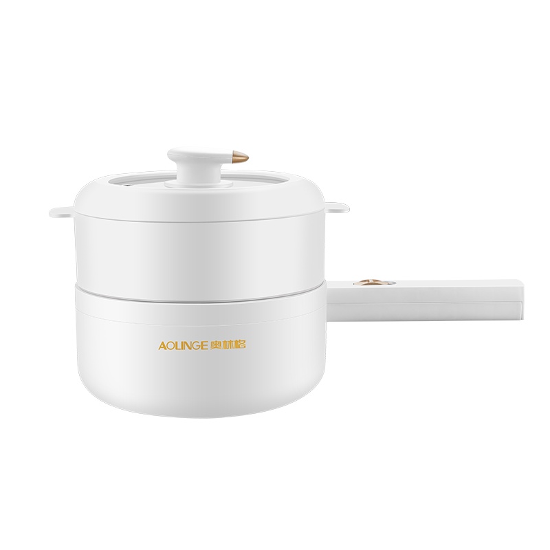 奥林格学生宿舍电 煮锅家用煮面小电锅1-2人小功率寝室电火锅煎炒一体锅1.6L小锅粉 带蒸笼ZG-A17A