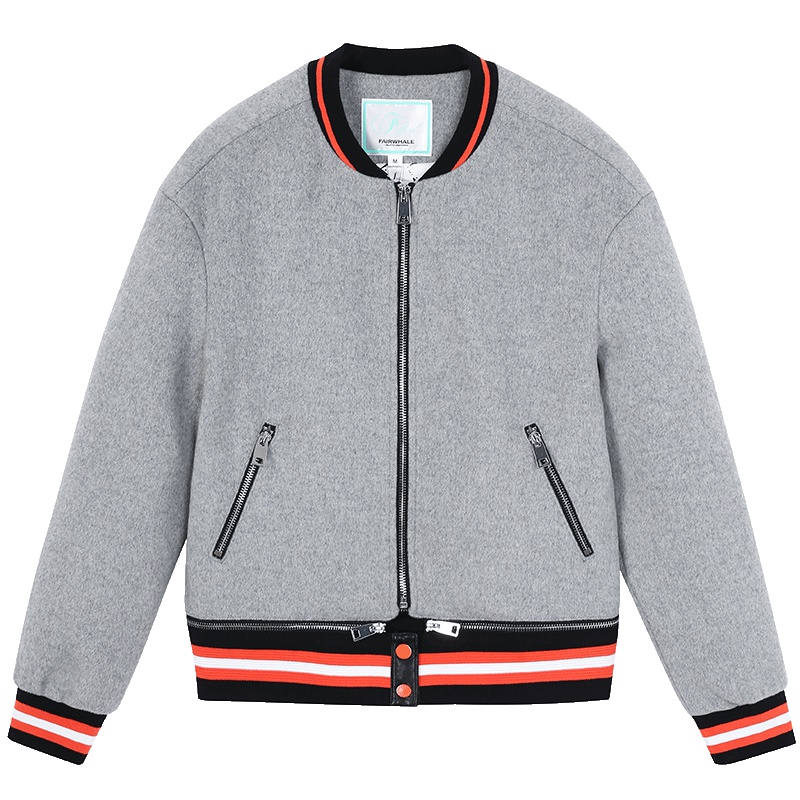 马克华菲女装2019拼接撞色下摆女式夹克外套