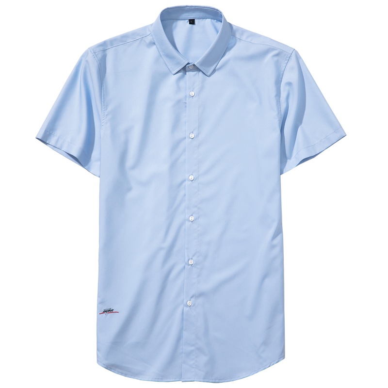 千纸鹤男装衬衫男 2018新款纯色翻领百搭青年休闲短袖衬衫 1566