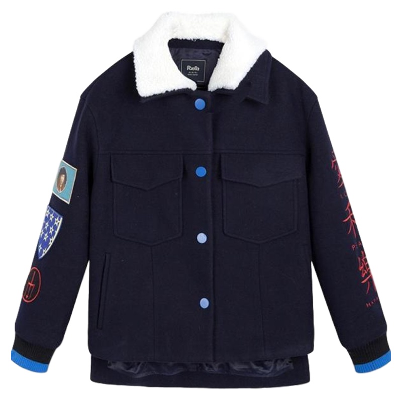 Puella呢子大衣气质女神范韩版矮个子仿羊羔绒原宿风加厚外套