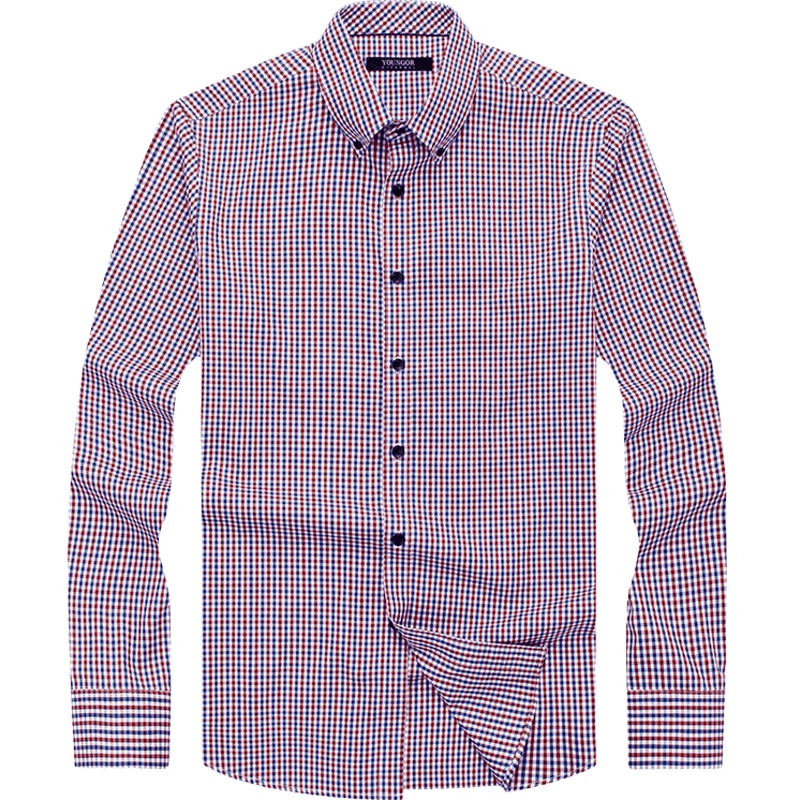 Youngor/雅戈尔长袖衬衫男年秋季格纹商务休闲衬衫983NKY