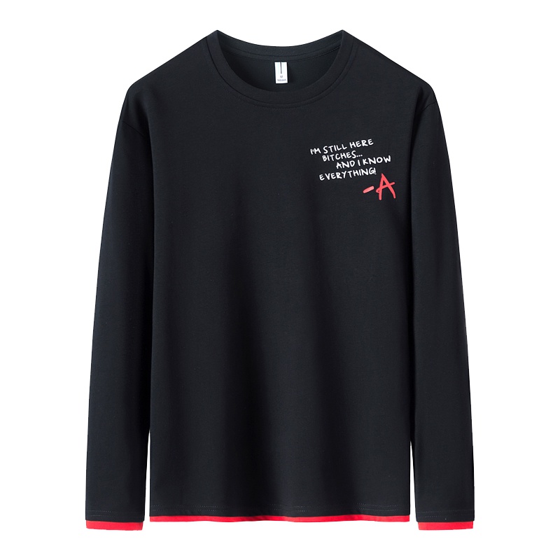 庄吉男士长袖t恤潮流百搭帅气宽松印花打底衫春秋圆领休闲潮牌上衣服JU-MYY5006