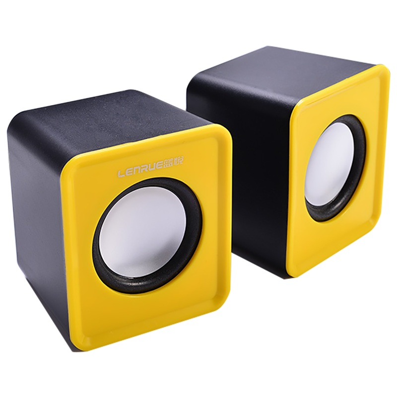 蓝悦(LEnRuE)S07台式电脑音箱低音炮 笔记本迷你小音响2.0声道线控多媒体手机平板通用 USB+3.5mm 黄色