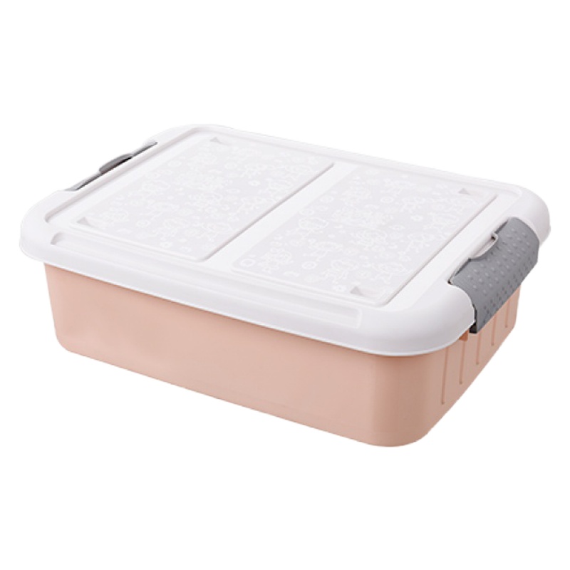 大号带滑轮床底收纳箱加厚 箱子有盖床下衣服玩具米魁整理箱 中号粉色 52*38.5*18cm