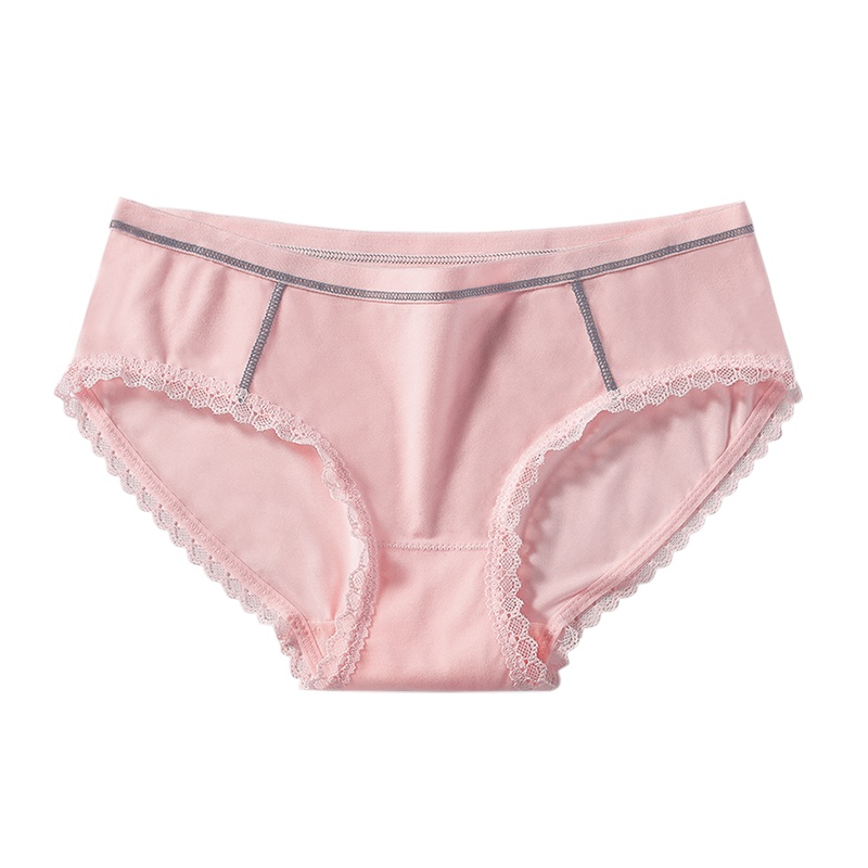 俞兆林内裤女纯棉全棉少女式日系中腰蕾丝无痕大码三角裤