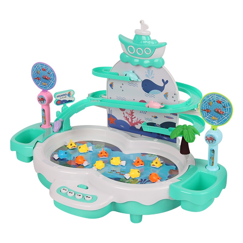 米宝兔儿童电动钓鱼过家家玩具宝宝1-2-3-4岁半男孩女孩5益智磁性鱼套装[MB56粉色钓鱼玩具]