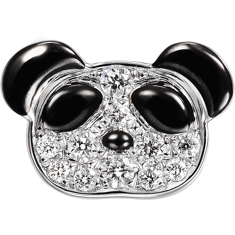 周生生(CHOW SANG SANG)18K黑白分色金钻石熊猫Ear Play耳钉