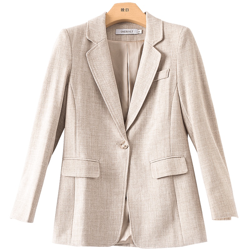晚白2020秋冬新品通勤简约翻领长袖修身显瘦一粒扣职业西装外套女