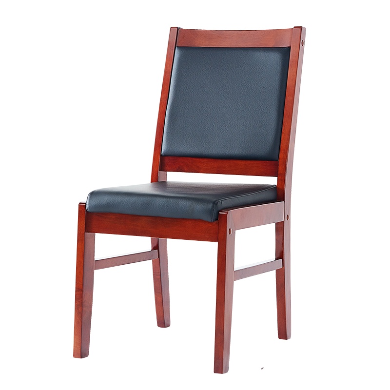 全简实木会议椅时尚简约办公职员麻将椅电脑人体工学皮革椅