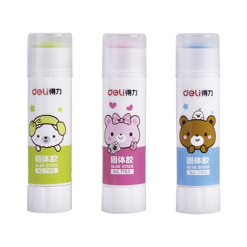 得力 7165彩色固体胶棒10支 9g固体胶 固体胶棒胶水 手工胶混色