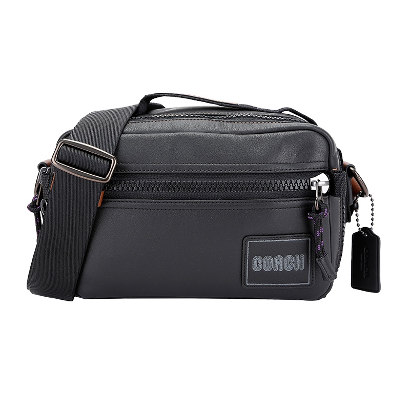 自营 新品 COACH 蔻驰 品 男士专柜款小号黑色皮革手提单肩斜挎休闲包 88308 JIBLK