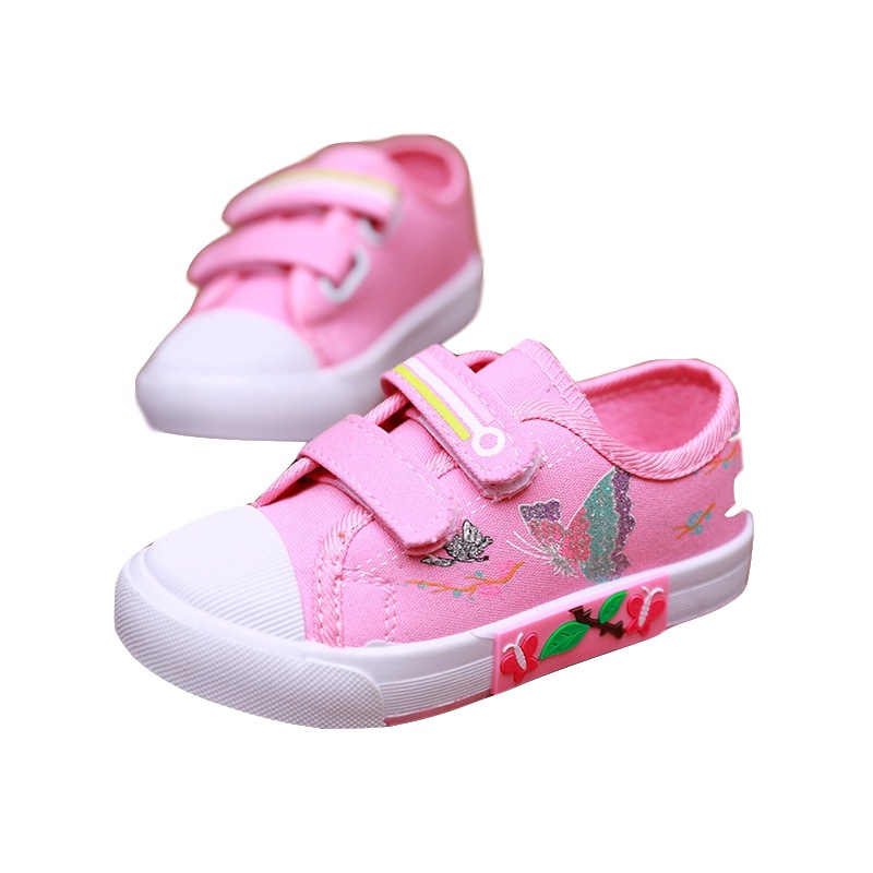 莎丞 春夏季儿童帆布鞋休闲鞋小童鞋手绘公主板鞋低帮单鞋女童