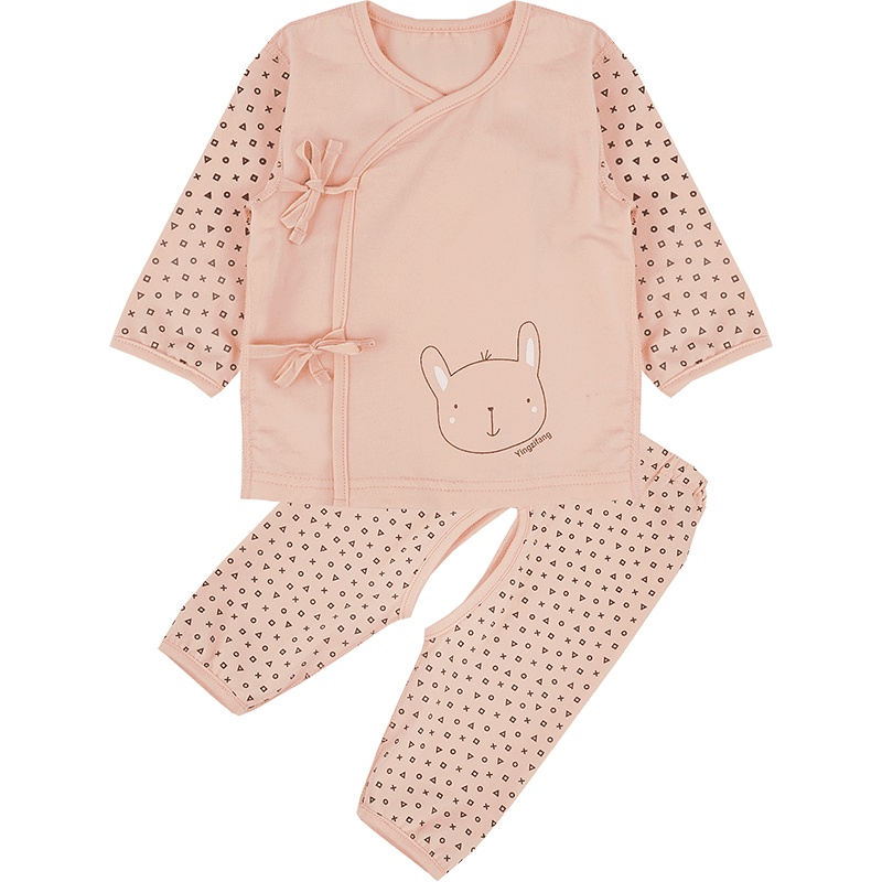 苏宁自营 婴姿坊女宝宝春装新品婴幼童绑带和尚袍长袖内衣挖裆两件套 52-66cm 0-6个月