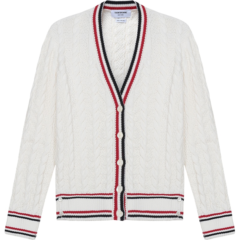 汤姆·布朗 THOM BROWNE 女士棉质长袖V领针织开衫FKC378A Y3017