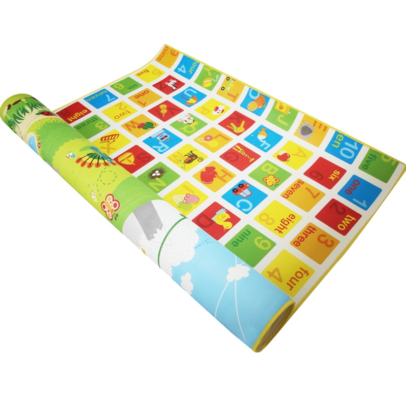 Hape丛林动物爬行垫小号180x150x1cm加厚婴儿客厅XPE材质1cm儿童环保双面爬爬垫男孩女孩玩具