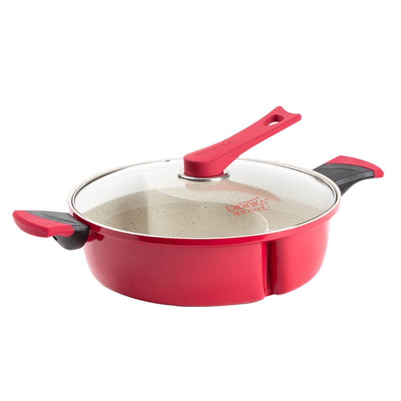 迪迪尼卡(Didinika) 鸳鸯火锅30cm麦饭石不粘锅家用大容量电磁炉燃气通用麦饭石厨具锅具