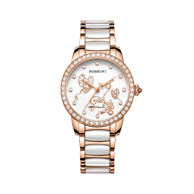 罗西尼(ROSSINI) ROSSINI罗西尼 典美时尚系列 间金陶瓷表带 自动机械女表 5722G01D