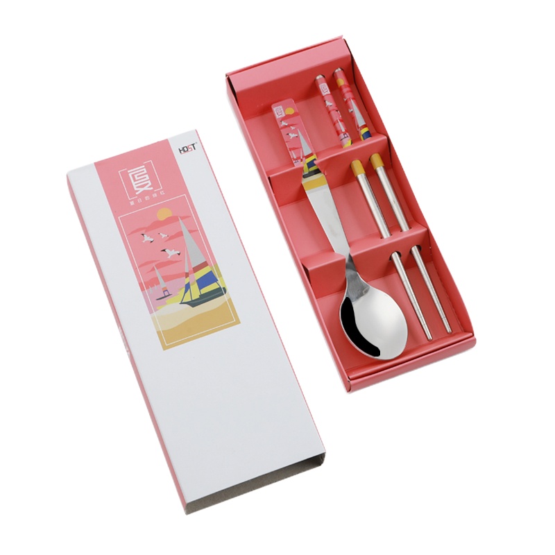 华典世通(HDST)SJ-1901 四季平安系列 2件组 3件组 4件组 不锈钢勺子筷子礼盒套装 二件组(夏)