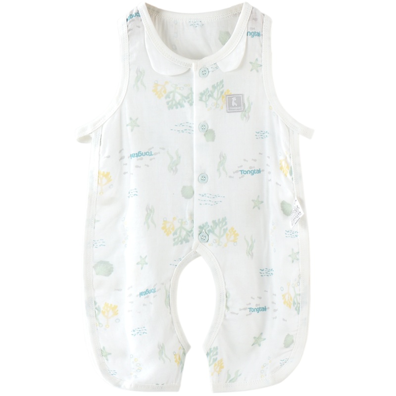 童泰(Tongtai)夏季新款婴儿衣服3-18月婴儿纯棉无袖连体衣宝宝琵琶哈衣儿童内衣