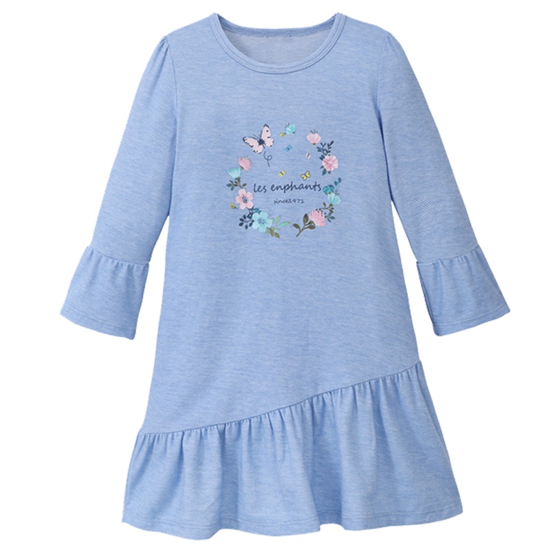 丽婴房童装女宝宝甜美可爱连衣裙女童斜拼接印花裙子2020春季新款