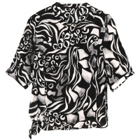 金菊印花真丝短袖女士上衣2020夏新款侧腰系带高端桑蚕丝T恤女