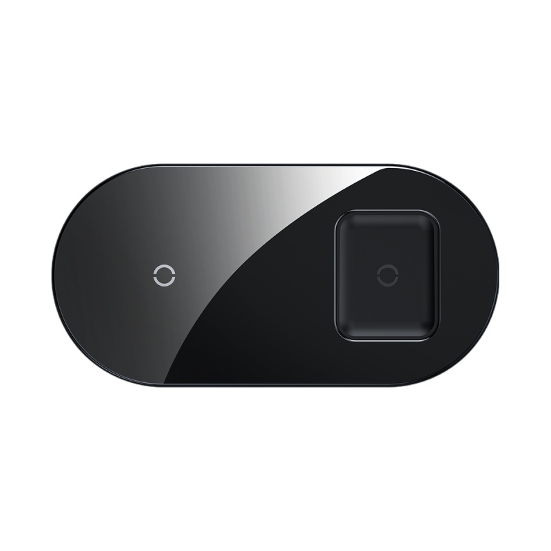 倍思无线充电器苹果15W快充手机耳机二合一iPhone万能通Qi认证用耳机黑色WXJK-01