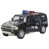 彩珀儿童警车玩具 警察车悍马H3特警车 小汽车模型合金车 带回力声光 颜色随机
