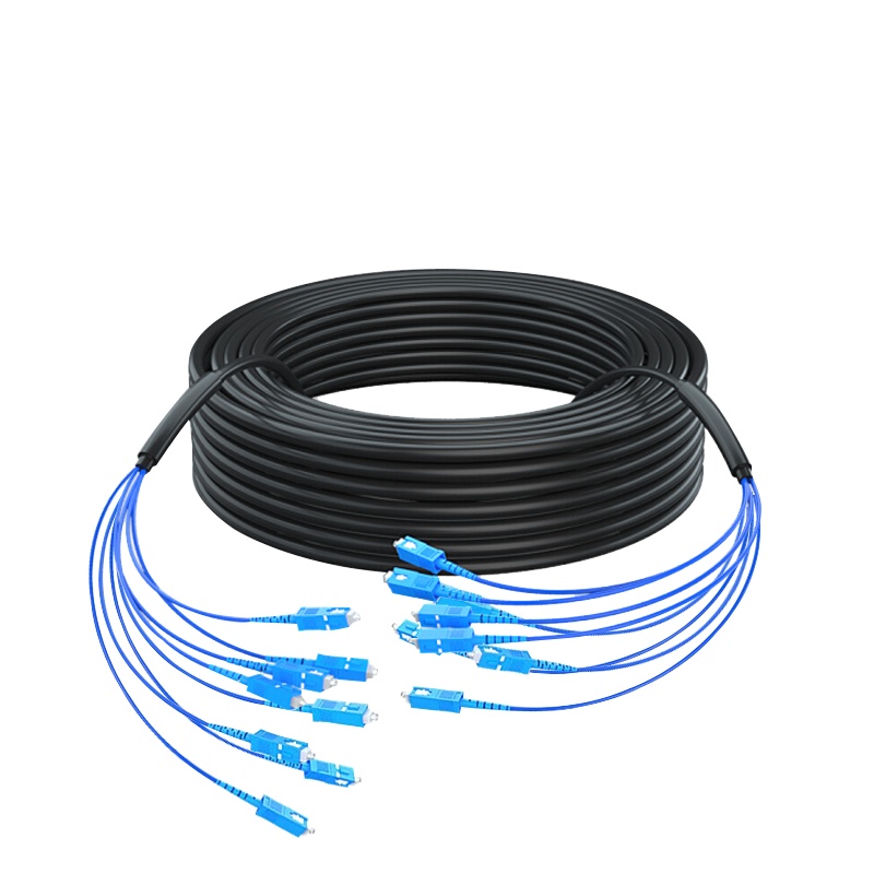 千天(QANTOP)室外SC-SC铠装光缆架空免熔接光纤跳线成品线电信级户外单模8芯网线延长监控传输光纤线50米