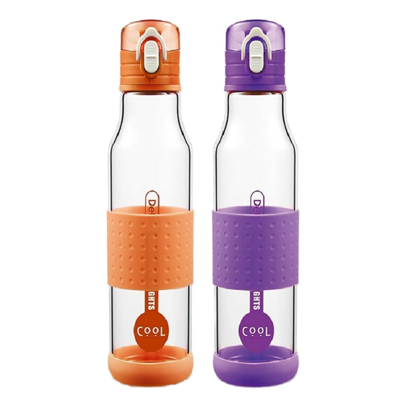 德铂(Debo)艾尔500ml时尚玻璃水杯 DEP-353透明玻璃水杯吸管状吸嘴 单个装