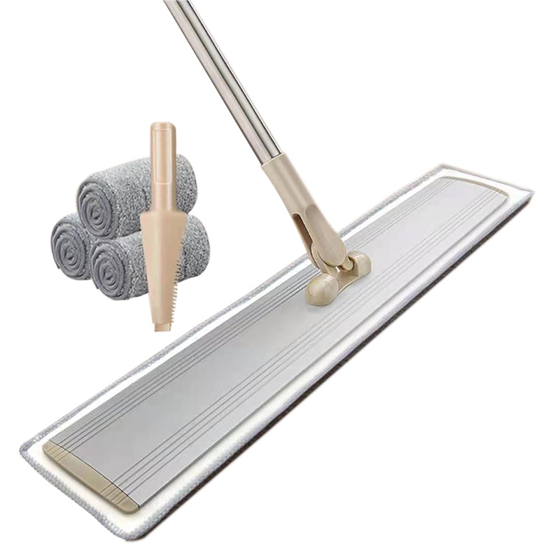 谐晟 铝板平板拖把旋转木地板瓷砖地懒人大拖布尘推平拖 铝合金平拖[50cm共3块布+刮刀]