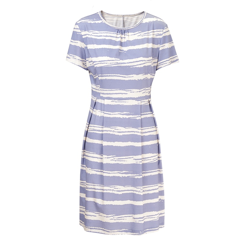 鄂尔多斯1980春夏圆领印花短袖女连衣裙