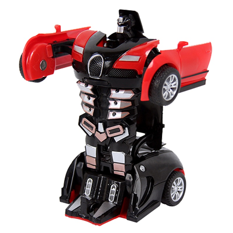 儿童变形玩具惯性撞击汽车机器人男孩玩具跑车碰撞一键变形车模型玩具车