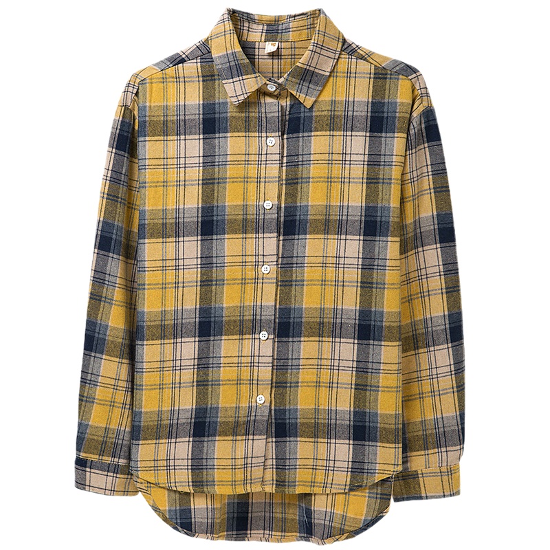 恒源祥女士衬衫2020秋款宽松格子衬衫女长袖外套衬衣女上衣打底衫