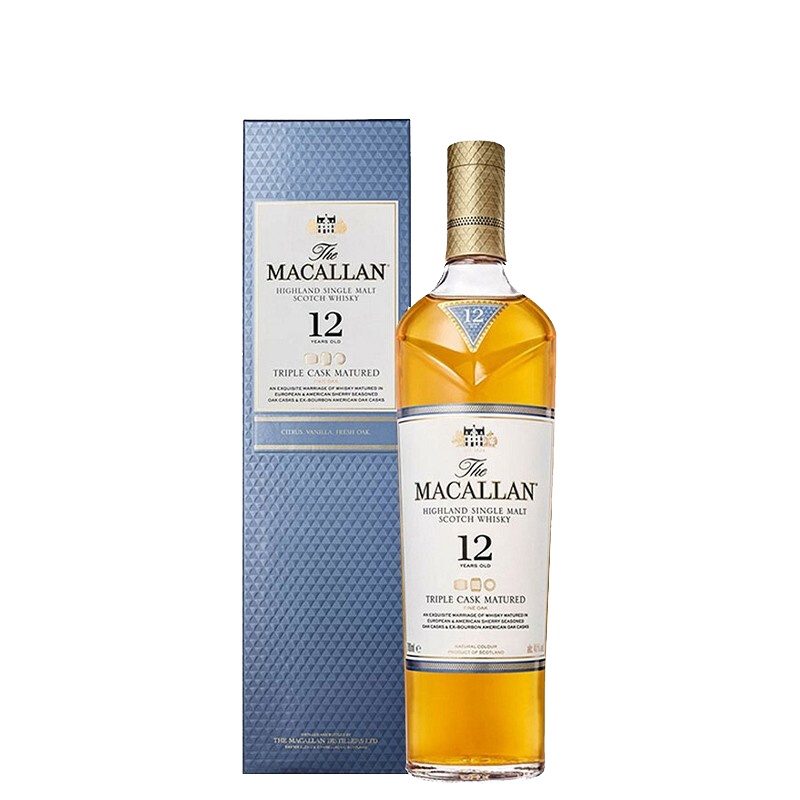 麦卡伦(Macallan)单一麦芽威士忌 系列 12年黄金三桶 700ml