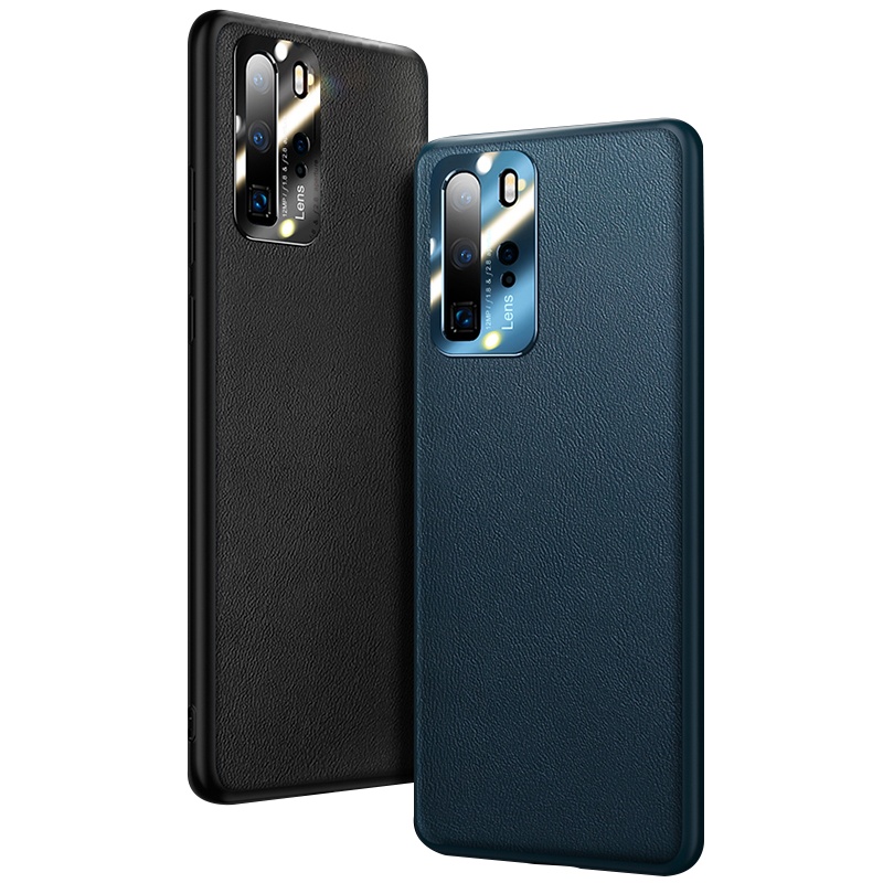 机乐堂星耀系列保护壳华为P系列p30/40/pro适用素皮真皮简约商务防摔皮质壳不伤机