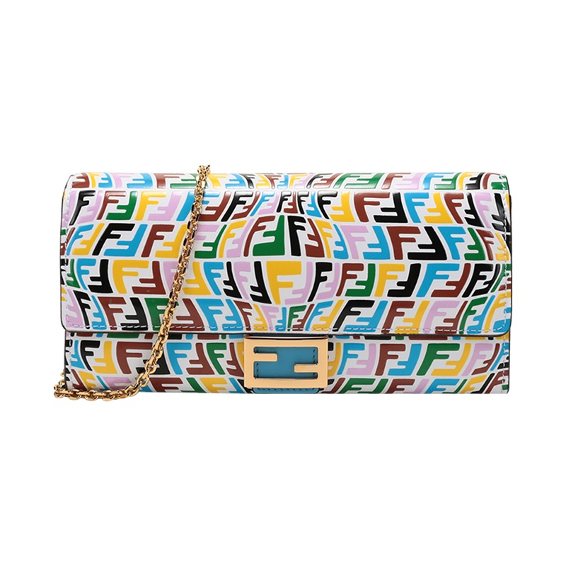 FENDI 女士 Baguette系列牛皮革单肩斜挎包链条包手拿包钱包8M0365 AGKS