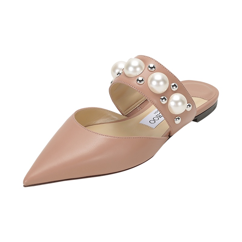 周仰杰 JIMMY CHOO 女士 皮革尖头穆勒鞋平底鞋BASETTE FLAT ABH 211